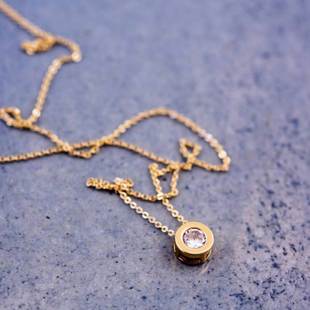 Sterling Silver Round Solitaire Necklace and Earrings Gift Set