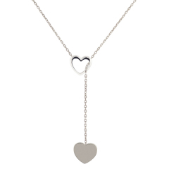 Landou Jewelry High Polish Sterling Silver Double Heart Lariat Necklace