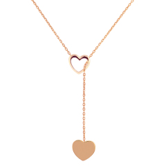 Landou Jewelry High Polish Sterling Silver Double Heart Lariat Necklace