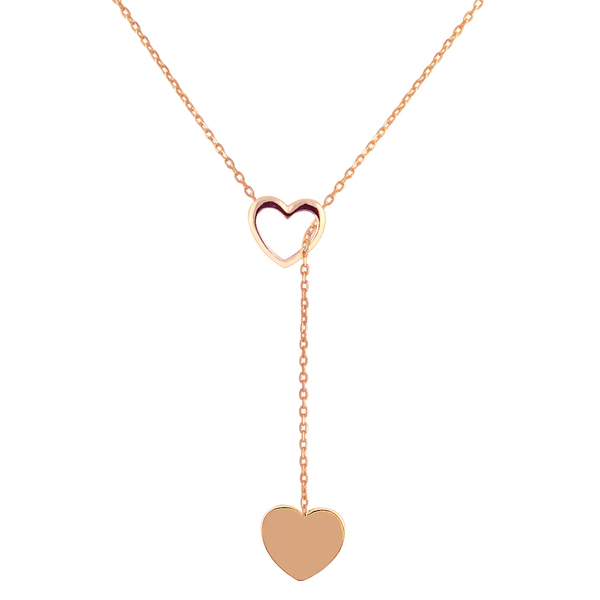 Landou Jewelry High Polish Sterling Silver Double Heart Lariat Necklace