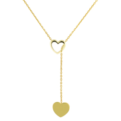 Landou Jewelry High Polish Sterling Silver Double Heart Lariat Necklace