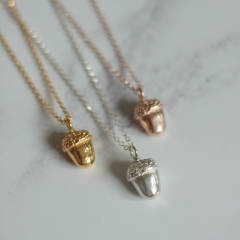 Dainty Design Sterling Silver Little Acorn Necklace