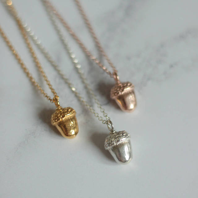 Dainty Design Sterling Silver Little Acorn Necklace