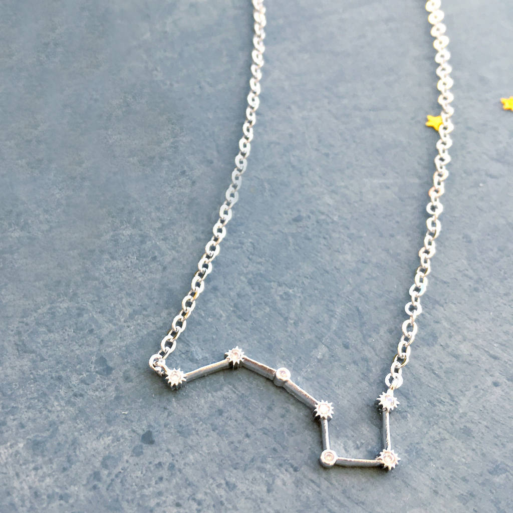 Delicate Sterling Silver Cubic Zirconia Constellation Star Necklace