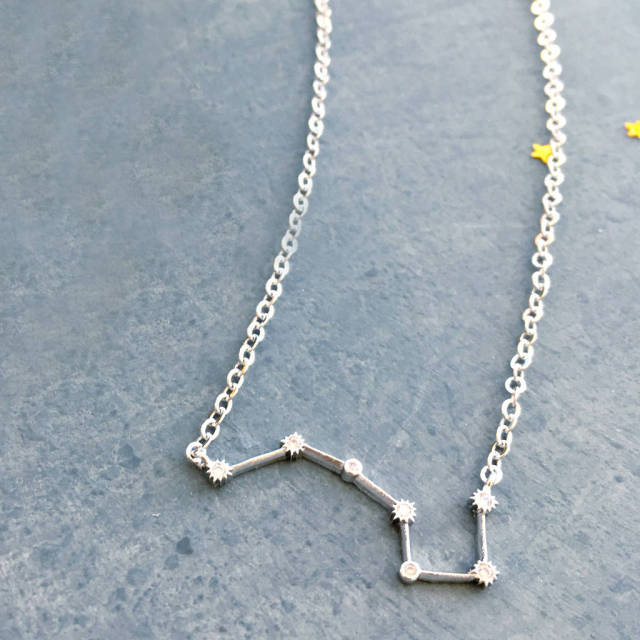 Delicate Sterling Silver Cubic Zirconia Constellation Star Necklace