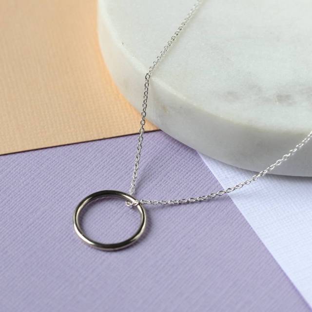 Simple Circle Necklace Sterling Silver Jewelry Wholesale