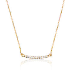 Gold or Silver Cubic Zirconia Style Pave Bar Necklace in 925 Silver