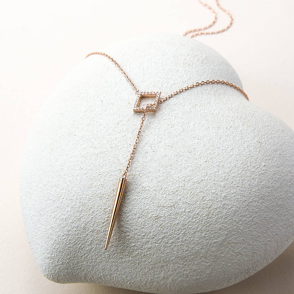Sterling Silver Cubic Zirconia Lariat Pave Necklace