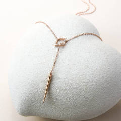 Sterling Silver Cubic Zirconia Lariat Pave Necklace
