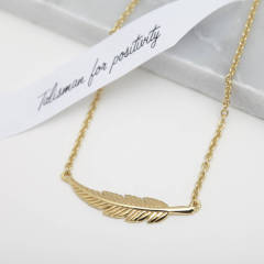 Fine Jewelry Sterling Silver Feather Necklace in Silver, Gold or Rose for Gift