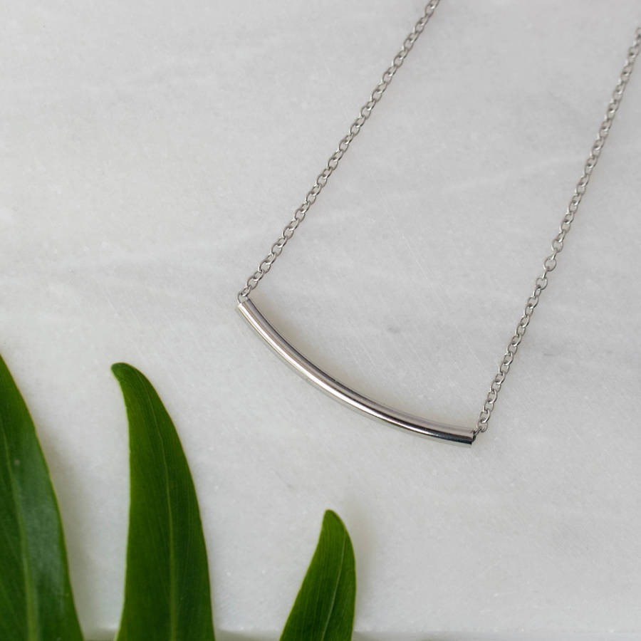 Fashion Sterling Silver Curve Bar Necklace for Women