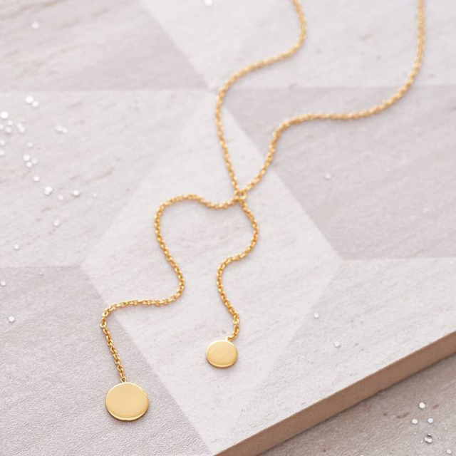 Latest Jewelry Sterling Silver Double Circle Drop Necklace in Silver, Gold or Pink Gold