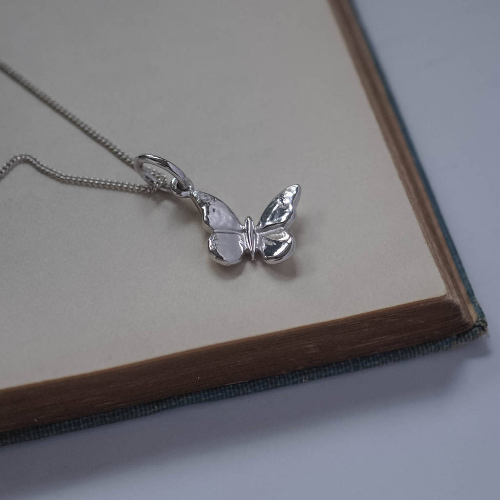 Sterling Silver Butterfly Necklace in Silver or Gold Vermeil
