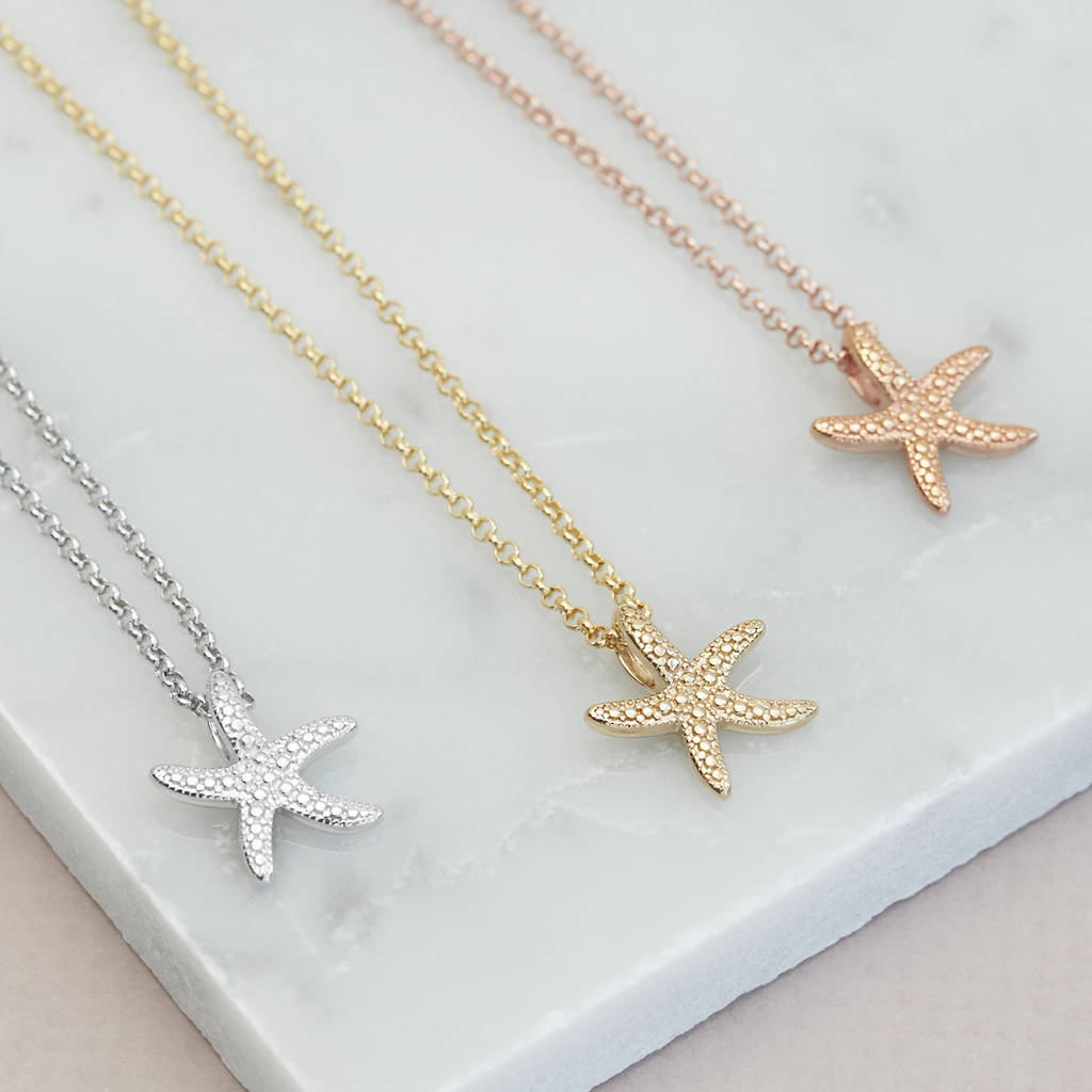 Fine Jewelry Sterling Silver Starfish Necklace for Women