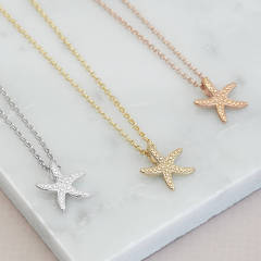 Fine Jewelry Sterling Silver Starfish Necklace for Women