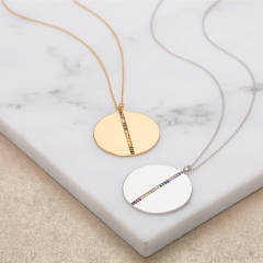 Sterling Silver Cubic Zirconia Rainbow Disc Necklace