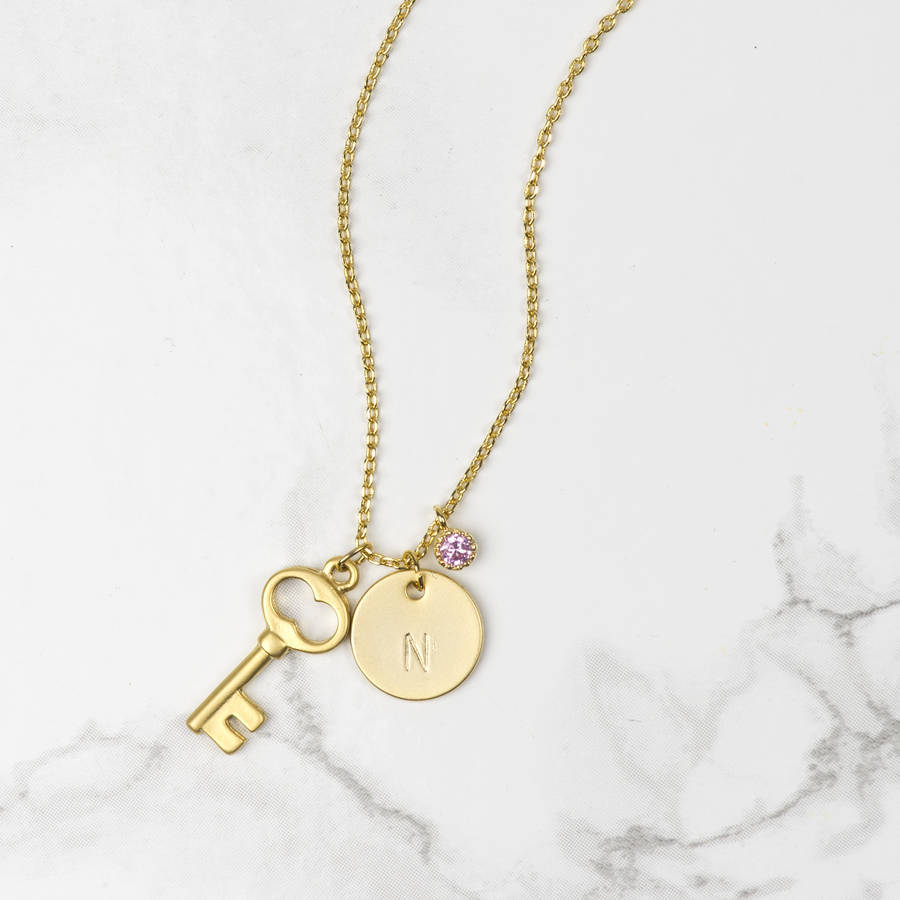 Fashionable Jewelry Sterling Silver Plain Key Charm Necklace
