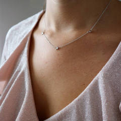 925 Sterling Silver Triple Mini Star Choker Necklace