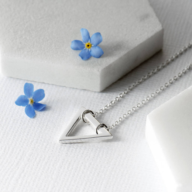 Triangle Geo Necklace in Silver Gold or Rose Gold