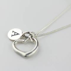 Personalised Solid Silver Open Heart Necklace for Best Friend