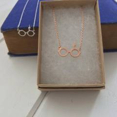 925 Sterling Silver Wizard Glasses Necklace
