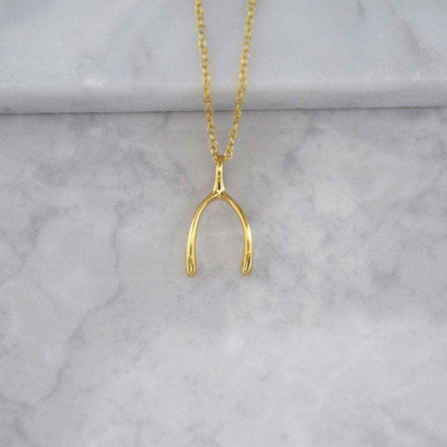 Sterling Silver Wishbone Lucky Necklace