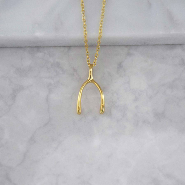 Sterling Silver Wishbone Lucky Necklace