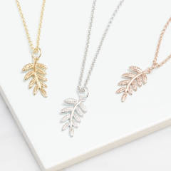 Sterling Silver Fern Leaf Pendant for Good Health in Silver, Gold, Rose