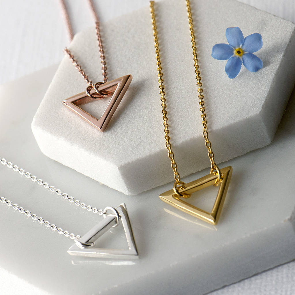 Triangle Geo Necklace in Silver Gold or Rose Gold