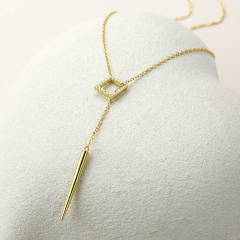 Sterling Silver Cubic Zirconia Lariat Pave Necklace