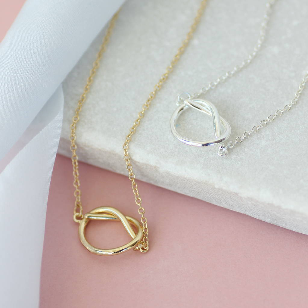 Landou Jewelry 925 Sterling Silver Friendship Knot Pendant Necklace
