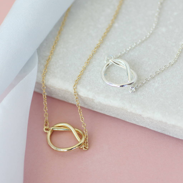 Landou Jewelry 925 Sterling Silver Friendship Knot Pendant Necklace