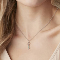 Sterling Silver Key Necklace for Ambition in Silver Gold or Pink