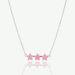 Sterling Silver Trio Dream Pink Star Necklace
