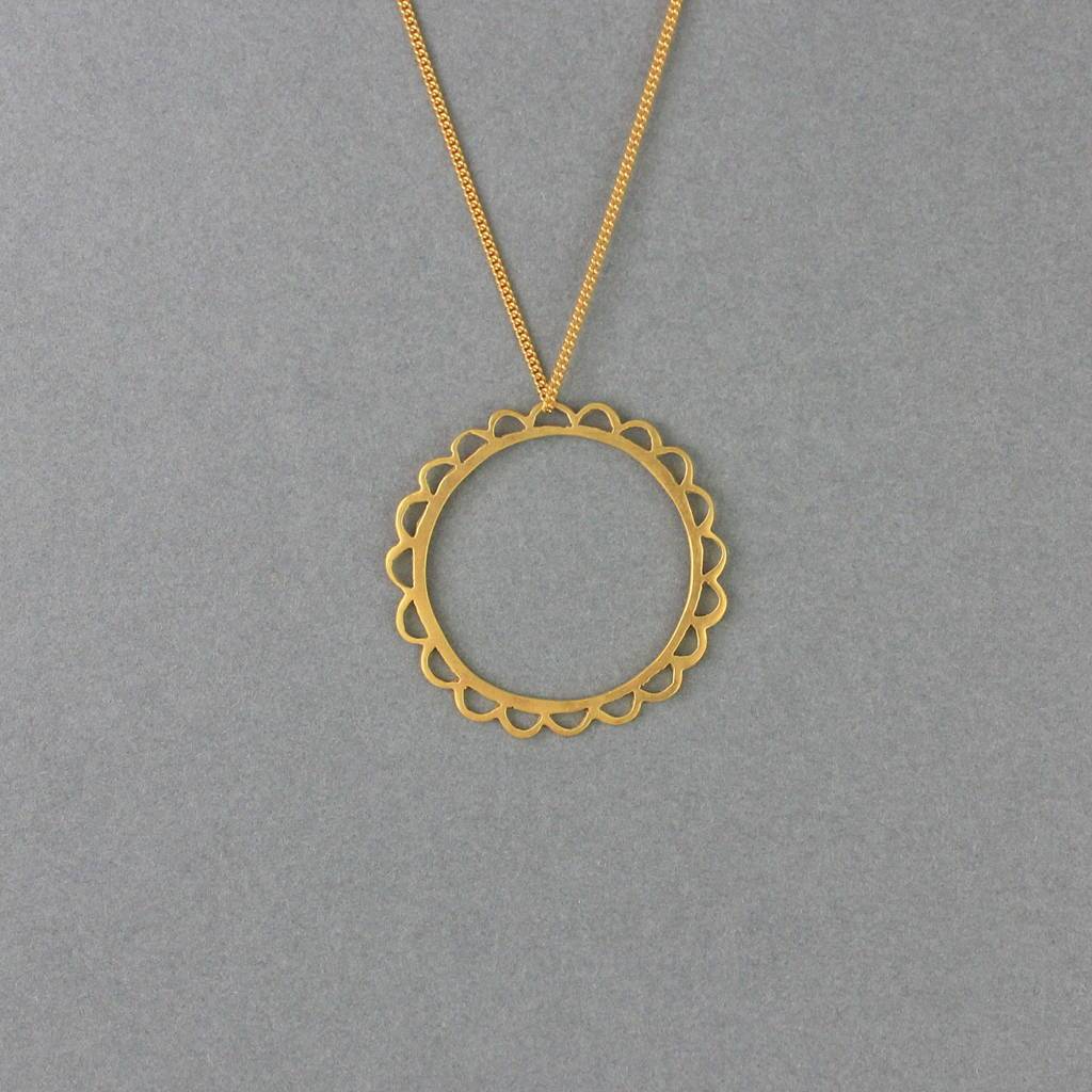 Fancy Jewelry Sterling Scalloped Circle Necklace