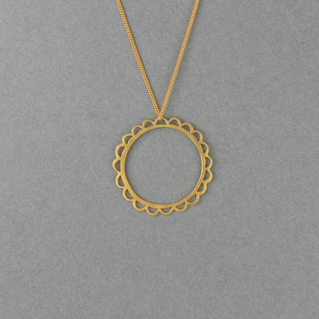 Fancy Jewelry Sterling Scalloped Circle Necklace