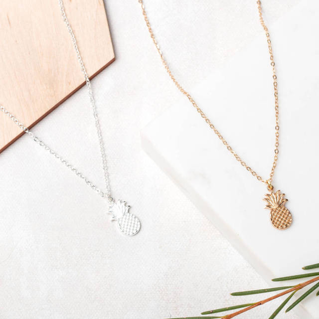 Pineapple Gold or Silver Plated Necklace in 925 Sterling Silver
