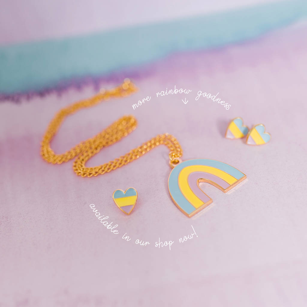 Delicate Design Sterling Silver Enamel Rainbow Necklace