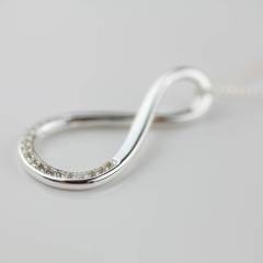 Solid Silver Cubic Zirconia Infinity Necklace with Sparkle