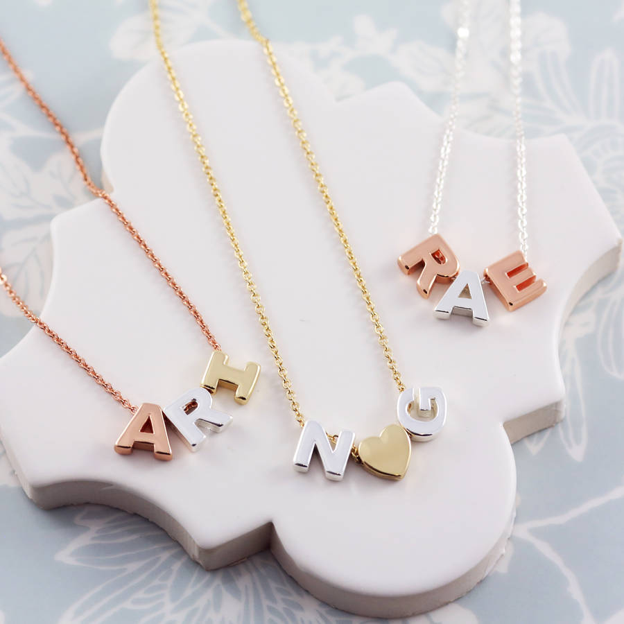 Sterling Silver Mixed Metal Mini Letter Necklace