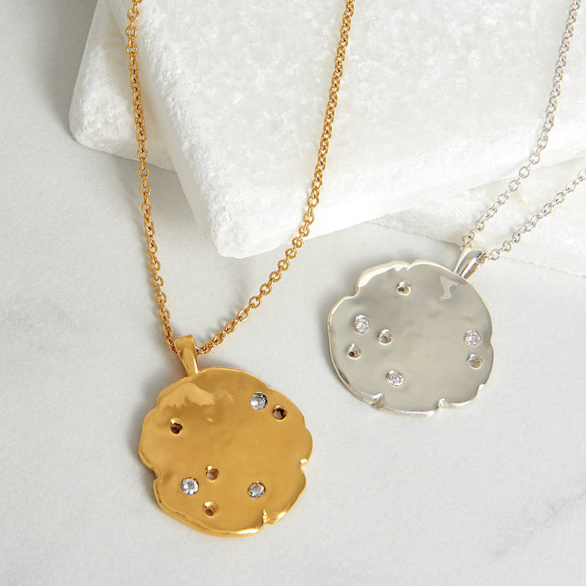 Sterling Silver Cosmos White Sapphire Pendant Necklace