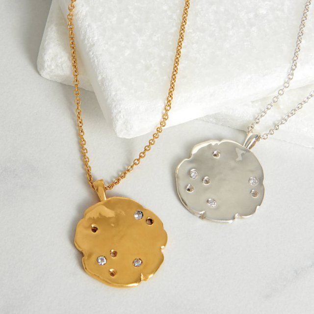 Sterling Silver Cosmos White Sapphire Pendant Necklace