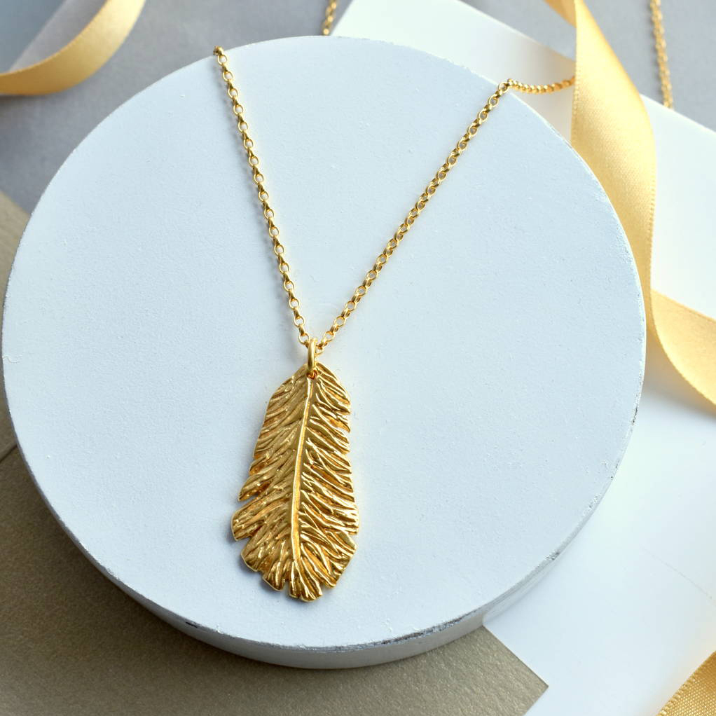 Sterling Silver Plain Jewelry Feather Necklace for Women