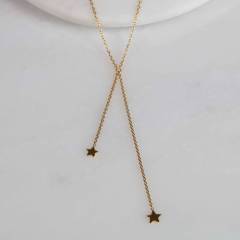 Sterling Silver Double Drop Falling Stars Necklace