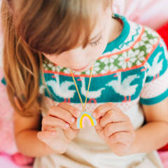 Delicate Design Sterling Silver Enamel Rainbow Necklace