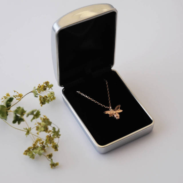 Insect Jewelry 925 Sterling Silver Rose Gold Bee Necklace