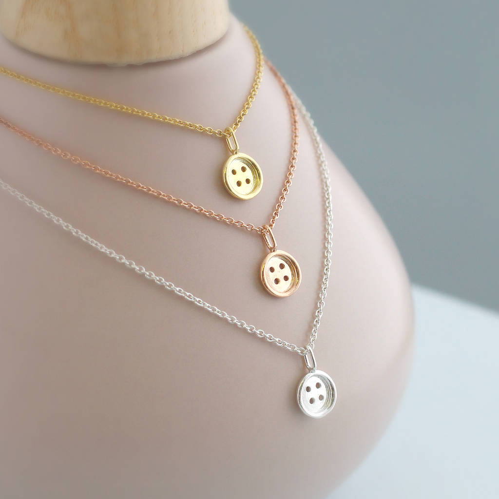Landou Jewelry 925 Sterling Silver Mini Button Necklace