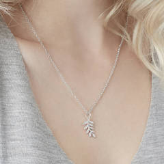 Sterling Silver Fern Leaf Pendant for Good Health in Silver, Gold, Rose