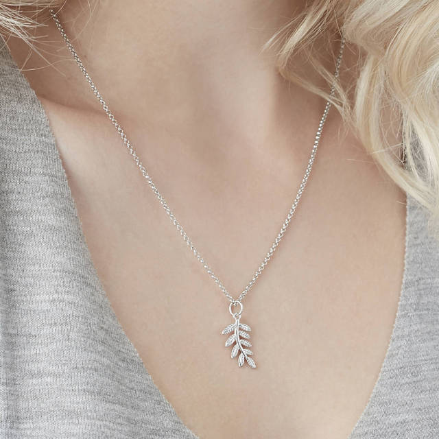 Sterling Silver Fern Leaf Pendant for Good Health in Silver, Gold, Rose