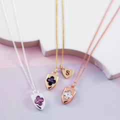 Dainty Design Sterling Silver Crystal Mini Shield Necklace